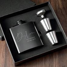 1 Personalized Custom Hip Flask, Christmas Hip Flask, Customized Hip Flask, Father's Gift, Father's Day Must-Have, Boyfriend Gift, Customized Father's Gift, Birthday Gift, Boyfriend's Birthday Gift, Customized Leather Hip Flask, - Black - View 7