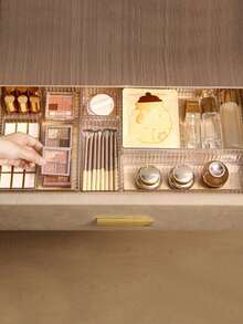 7pcs/1 Transparent Drawer Storage Box, Cosmetic Storage Box, Cosmetic Organizer, Multi-Functional Storage Box, Ideal For Bathroom Vanity Storage, Home Decor Bathroom Accessories, Suitable For Large Capacity Storage Racks, Such As Makeup Brushes, Eyebrow Pencils, School Supplies, Etc., Tray Stand Display Rack, Suitable For Makeup Vanity And Bathroom Countertop, Home Decor - Multicolor - View 6