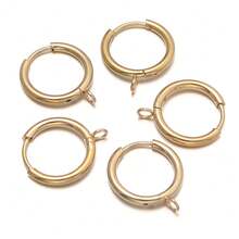 5pcs/Pack Stainless Steel Earring Jump Rings DIY Small Pendant Jewelry Accessories Earring Components Neutral Fresh Pendant Charms Jewelry Making - Ear Clip - View 8