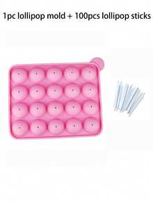 20-Cavity Silicone Lollipop Mold With 100 Sticks - Suitable For Chocolate, Candy And Cake Pops - Easy Release Baking Tool For Home And Restaurant Use - Multicolor - View 11
