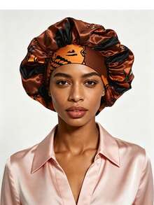 1pc Women's Plus Size Satin Sleep Bonnet, Lightweight Breathable Hair Protection Night Cap, Large Sleep Cap (Random Print Pattern) - Hair Cap 1PC - View 19
