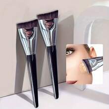 Makeup Brush Crescent Moon Foundation Brush Concealer Brush Curved Shape Precise Application No Smudging - Black - View 3
