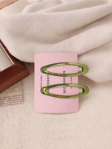 12pcs/6pcs Fresh Style Transparent High-Quality Oil-Drip Geometric Oval BB Hair Clips, Fashionable Side Clips For Girls, Cute Bangs And Stray Hair Clips, Suitable For Back To School And Women's Autumn Hair Accessories - Multicolor - View 9