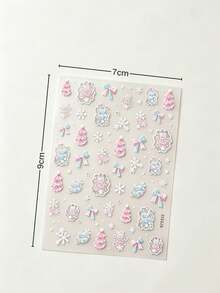 1Set, Metal Phone Stickers, Journaling Supplies, Scrapbook Stickers, Aesthetic Soft Pastel Christmas Themed Decorative Decals, Clear Die Cut, Pink Blue Tree Bow Snowflake Pattern, For Phone Surface, Laptop, Camera, Gift Package, Tablet Decor - Blue and Pink Bow - View 6