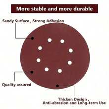 10/100pcs Red Sandpaper, 5 Inch 8-Hole Flocked Sandpaper, Aluminum Oxide Pneumatic Grinding And Polishing Sandpaper. Polishing Tool - 80# - View 8