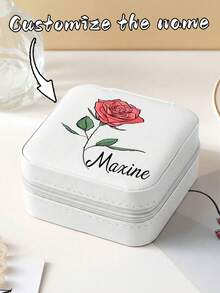 1pc Customized Women's Jewelry Storage Box, Personalized Name Printing, Fashion Personalized Leather Jewelry Box, Exquisite Memorable Holiday Gift, Suitable For Mother's Day Gift For Mom, Best Friend, And Anniversary,Christmas Gift - Multicolor - View 2