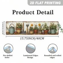 2D Flat Single Piece, Vintage Garden Tools And Potted Plants Metal Sign, Farmhouse Style, Wall Hanging, Country Style Decor, Suitable For Kitchen, Bathroom, Entryway, Decorative Sign And Plaque, 10.01X40.01cm - A - View 3
