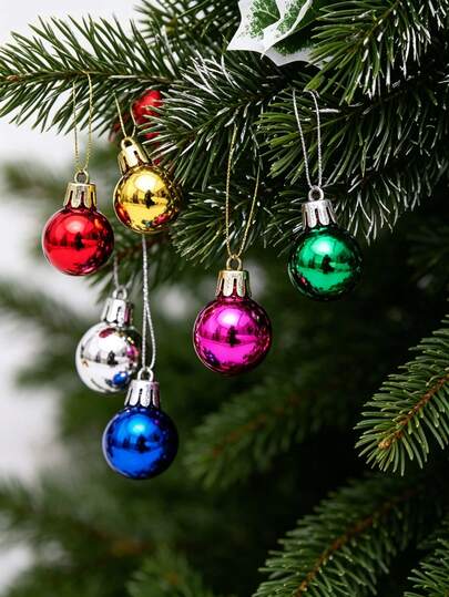 48Pcs Mini Christmas Ball Ornaments, Shiny Electroplated Small Hanging Baubles, Plastic Xmas Tree Decorative Pendants For Holiday Party, Home Wreath, Garland, Fireplace, Window, Mantel Christmas Decorations