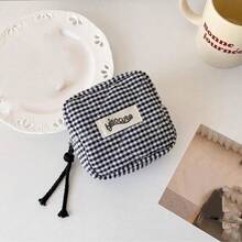 Mini Cosmetic Bag, Cute Makeup Pouch Suitable For Women And Girls, Checkerboard Cosmetic Bag, Sanitary Pad Storage Bag, Tampon Storage Bag, Bohemian Style - Multicolor - View 12