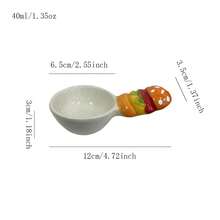 Asymmetrical Ceramic Bowl, Bread Design Dipping Sauce Dish, Creative Seasoning Container With Spoon Back To School,School Supplies - Multicolor - View 21