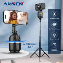 AXNEN AI Gimbal Stabilizer, Suitable For Smartphones, 360° Auto Face Tracking, Desktop Tracking Gimbal Stand, Applicable For Cameras & Action Cameras, Optional Remote Control, Suitable For Summer Vacation, Travel, Outdoor Activities, Live Streaming Selfie Stick, Tripod, High Load Capacity - Multicolor - View 2