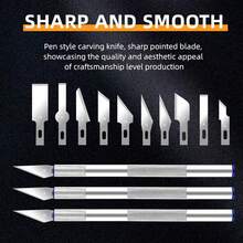 13pcs Carving Knife Set, Aluminum Alloy Handle, Steel Blade, Painted Surface, DIY Craft Tools, With Replaceable Blades, Suitable For DIY Sculpture, Woodworking Experts And Beginners - A - View 2