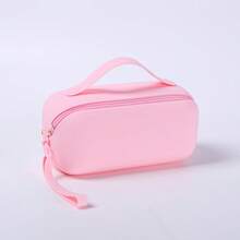 Silicone Cosmetic Bag With Handle And Wrist Strap, Portable Zipper Makeup Pouch, Multicolor Soft Silicone Travel Toiletry Organizer Bag, Reusable Washable Storage Case For Makeup Stationery Small Items - Multicolor - View 18