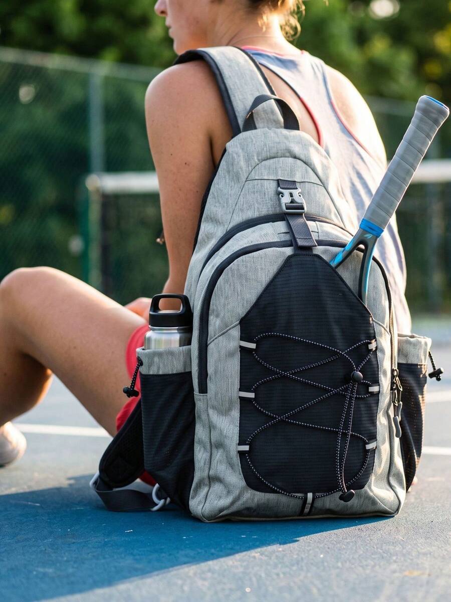 1PC New Pickleball Racket Bag, Large Capacity Multi-Compartment Tennis Badminton Pickleball Racket Storage Bag, Multi-Functional Backpack Outdoor Sports Bag, Water-Resistant Wear-Resistant Fabric, Grey/Black Optional, Suitable For Pickleball, Badminton, Tennis, Hiking And Other Outdoor Sports, Halloween Christmas New Year Gift - Multicolor - View 1