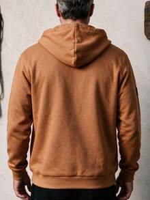 GOLDREDY Men's Casual Fashion Solid Color Hooded Contrast Zipper Commuter Versatile Unique Casual Minimalist Open Front Sweatshirt Jacket - Yellow - View 3