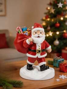 1pc Resin Santa Claus Figurine Carrying Gift Bag Cartoon Design Snow Base Christmas Decoration Desktop Decor Shelf Decor Dining Table Centerpiece Fireplace Mantel Decor Entryway Decor Living Room Decor Christmas Home Decor Gift - Santa Claus Storage Bag - View 11
