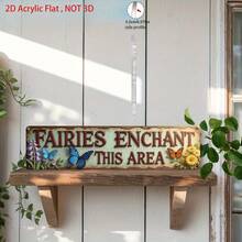 2D Flat Design, 1 Piece, Vintage Acrylic Sign - Country Fairytale Garden - Themed Wall Hanging Decoration, Adding Charm To Any Space. Perfect For Country-Style Decor In Gardens, Porches, Patios, Or Fairytale Settings. (Random Design) - A - View 3