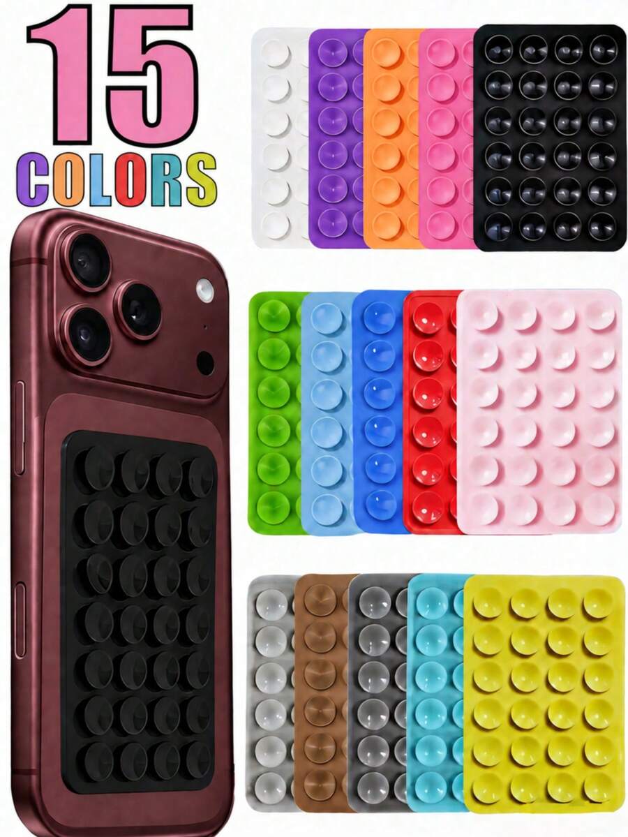 1/2/3/4/5/6/10pcs Phone Silicone Suction Cups, 24 Square Suction Cups, Suitable For Phone Cases, Multiple Colors Available, Phone Stand, Wide Application, Silicone Suction Cups, Self-Adhesive Installation For Phone Cases, Compatible With IPhone And Android Phones, Birthday Gift, Phone Stand For Family And Friends, Phone Accessories