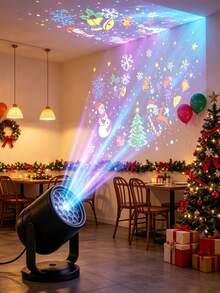 Christmas-Themed LED Projection Light With Dynamic Rotating Multi-Pattern Light And Shadow, Multi-Angle Rotation, USB-Powered, Ideal For Holiday Room Decor, Creative Festive Ambiance Decoration Gift For Christmas And New Year - Projector Lamp - View 7