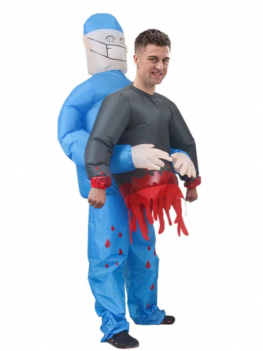 1pc (Blower Not Included) Halloween Male Doctor Hugging Costume/Cosplay Outfit/Holiday Prop Stage Performance/Holiday Gift - Multicolor - View 1