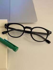1pc Men's Square Round Small Frame Glasses - Multicolor - View 5
