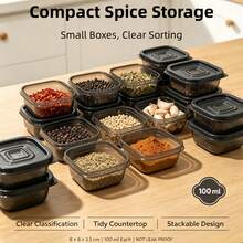 100ml Stackable Small Food Storage Containers, Mini Square Boxes Without Silicone Gasket, PP5 Stackable Spice & Snack Container, Reusable Spice & Sauce Container, Microwave Oven Dishwasher Compatible - View 6