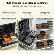 100ml Stackable Small Food Storage Containers, Mini Square Boxes Without Silicone Gasket, PP5 Stackable Spice & Snack Container, Reusable Spice & Sauce Container, Microwave Oven Dishwasher Compatible - View 5