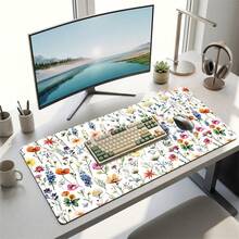 White Background Minimalist Colorful Floral Pattern Gaming Mouse Pad, Non-Slip Rubber Desktop Mat, Smooth Glide Surface, Suitable For Computer Laptop Office Home, Exquisite Abstract Art Decor, Back To School Supplies - A - View 13
