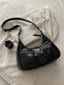Niche Design Chain 2026 New Women's Bag Fashion Gothic Style Rivet Underarm Bag Handbag Shoulder Bag Solid Color Studded Chain Shoulder Bag - Black - View 8