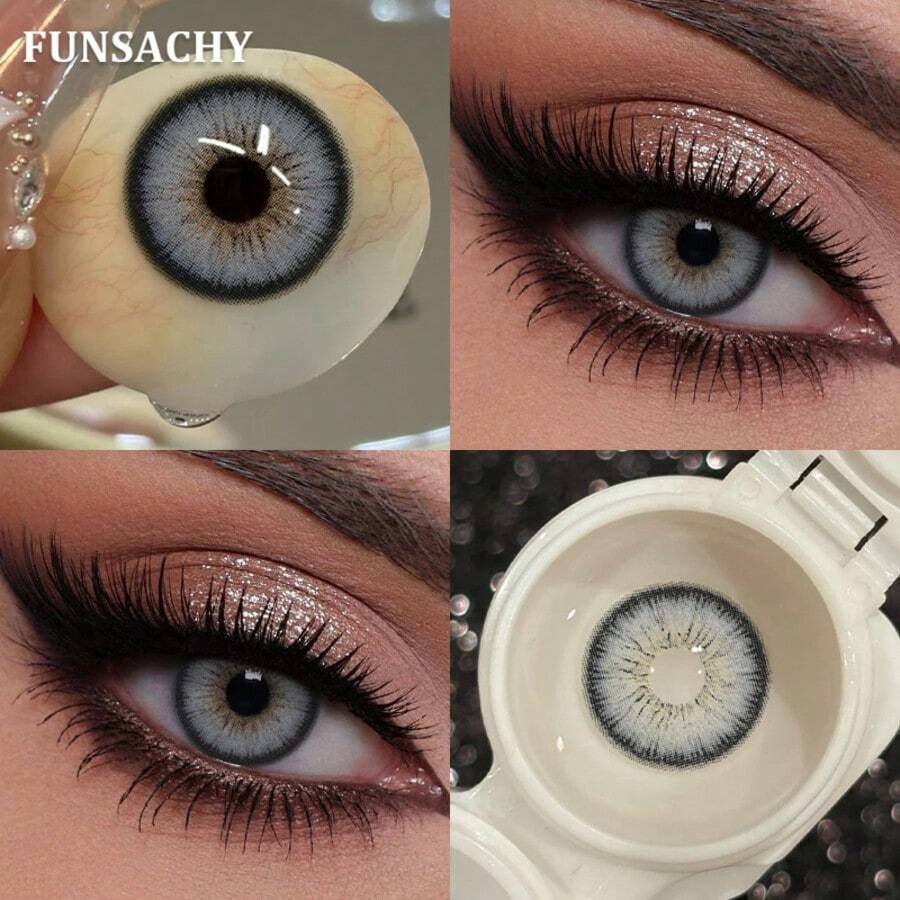 FUNSACHY عدسات لاصقة ناعمة بلون طبيعي بني 14.5 مم، استبدال سنوي، إكسسوار مكياج تنكري للهالوين