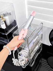 1/2/3/4 buah Rak Penyimpanan Alat Rambut PET Transparan, Organizer Meja Multi-Kompartemen dengan Pengait Kabel, Desain Hemat Ruang, Cocok untuk Alat Pengeriting Rambut, Pelurus Rambut, Pengering Rambut, dll., Ideal untuk Kamar Mandi, Meja Rias, Asrama - MultiWarna - View 7