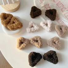 2pcs/Set Women's Sweet Cute Plush Cat Ear Triangle Hair Clips, Front Bangs Styling Decorative Small Claw Clips, Suitable For Daily Wear - Multicolor - View 2