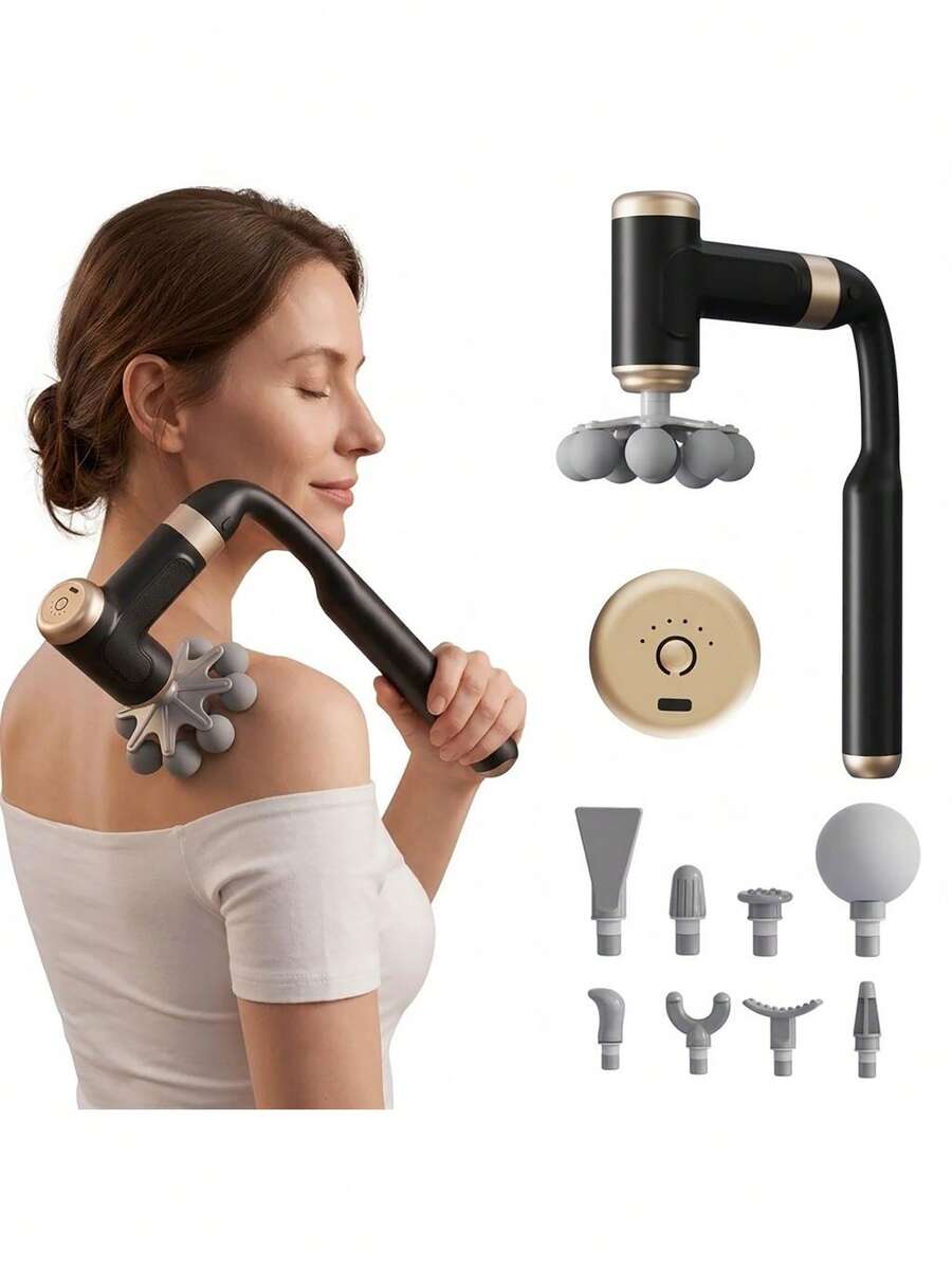 Massage Gun, Electric Body Massager With 8 Massage Heads, Handheld Deep Tissue Massager For Back, Neck, Shoulders, Legs & Arms, Portable Muscle Massager For Home, Workout & Daily Relaxation - View 1
