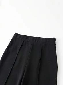 Women's High Waist Front Seam Flare Pants, Elastic Waist Slim Fit Stretch Bootcut Trousers, Casual & Formal - Black - View 4