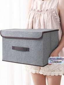 1Pc Foldable Non Woven Fabric Clothes Storage Organizer Box Space Saving Dustproof Moisture Proof For Underwear Bras Socks Wardrobe Closet Home Travel Storage Container Must Have Organization - Grey - View 7