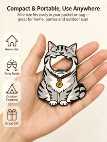 Personalized Customization Cartoon Cat Shape Magnetic Bottle Opener For Refrigerator, Heavy Duty Alloy Beer Opener, Funny Cat Themed Housewarming Gift - Multicolor - View 4