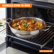 Geezy Stainless Steel Casserole Pot With Lid Shallow Induction Casserole Dish With Ovenproof Base (Not Lid) For Gas, Electric, Ceramic & Halogen Hobs, Dishwasher Proof Cookware - View 9