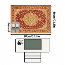 1PC Burgundy & Gold Classical Floral Area Rug, European Palace Style Faux Cashmere Rectangular Vintage Totem, Machine Washable For Living Room Bedroom Daily Home Decor, Aesthetic Home Decoration - Multicolor - View 18