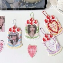Cute Strawberry Cake Design K-POP Idol Photo Card Holder With Keychain, Suitable For 3-Inch Idol Cards - Rectangle - View 15
