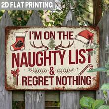2D 1pc Humorous Sign "I'm On The Naughty List" Warning Wooden Sign, Suitable For Yard Wall Decor, Fence, Garage, Indoor Wall Decoration, Great Gift/No Electricity Required - TM47 - View 9
