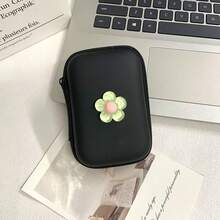 1pc Handmade Floral Pattern EVA Storage Bag Earphone Pouch Coin Zipper Bag Data Cable Organizer - Multicolor - View 5