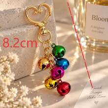 1pc/2pcs Women's One-Word Round Metal Bell Colorful Electroplated Pendant, Christmas Decoration Gift Small Bell, Creative Bag Charm, Wallet Accessory - Multicolor - View 4
