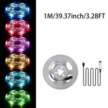 RGB LED Mood Light Strip, USB Plug And Play, 3-Key Control, Self-Adhesive & Cuttable, Multi-Color Dynamic Modes, Decor Light For TV, Cabinet, Gaming Setup, Wall Decor - 3Key RGB - View 14