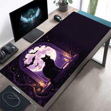 Halloween Gothic Purple Full Moon Large Rubber Desk Mat, Black Cat Bat Candle Window Pattern Extended Gaming Mouse Pad, Non Slip Rubber Base Table Protector For Laptop Computer, Mystic Witchy Halloween Desktop Decor Gift - View 6