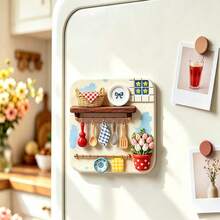 Little Flower House & Baking Room Fridge Magnet, 3D Embossed Personalized Cute Creative Gift Decoration Magnetic Souvenir, These Exquisite Fridge Magnets Are Perfect Creative Gifts For Decorating Kitchen, Whiteboard, Storage Cabinet, Refrigerator And Home Decor - Style a - View 9