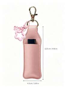 Sweet Style PU Leather Lipstick Holder Keychain, Bag Charm Accessory With Transparent Bear And Star Candy Pendant, Built-In Slot For Lipstick/Lip Balm, Lobster Clasp Design For Easy Attachment To Bag Exterior, Exquisite Girly Design, Compact Space-Saving Storage And Decorative Bag Pendant - Multicolor - View 10
