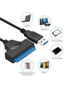 SATA To USB 3.0 / 2.0 Cable For 2.5 Inch External HDD SSD Hard Drive SATA 3 22 Pin Adapter USB 3.0 To Sata III Cord Up To 6 Gbp - View 4