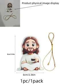 1pc Cute 2D Acrylic Jesus Pendant, Unisex, Cute Cartoon Jesus Decorative Pendant, Suitable For Home Decor, Christmas Decor, Room Decor, Backpack Charm, Car Charm, Keychain, Perfect Gift For Family And Friends - Multicolor - View 10