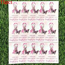 12pcs Charming Pink Series Breast Cancer Awareness Theme Party Keychain Gift Set, Featuring Ribbon And Evergreen Tree, Paired With Inspirational Pink Ribbon Greeting Cards. During Breast Cancer Awareness Month, Give Women A Positive And Uplifting Gift, Perfect For Decorating Bags, Wallets, Backpacks, Keys, Breast Cancer Awareness Gift For Women - Multicolor - View 13