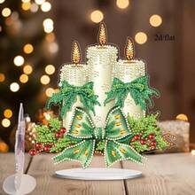Juego de adornos de vela navideña de acrílico 2D, arte decorativo adecuado para el hogar, jardín, fiesta, vacaciones, regalo único, decoración creativa - C - Ver 2